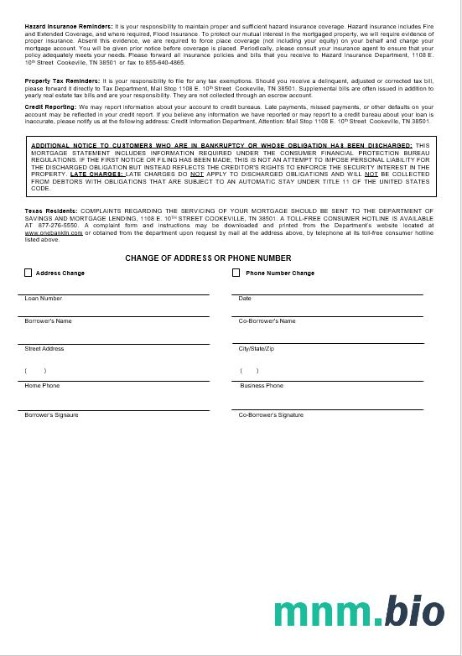 USA One Bank wyciąg z kredytu hipotecznego w formatach Word i PDF 3
